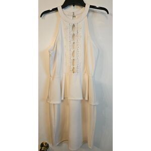 Charlotte Russe White Peplum Dress w/ Lace Front Detail – Size XL